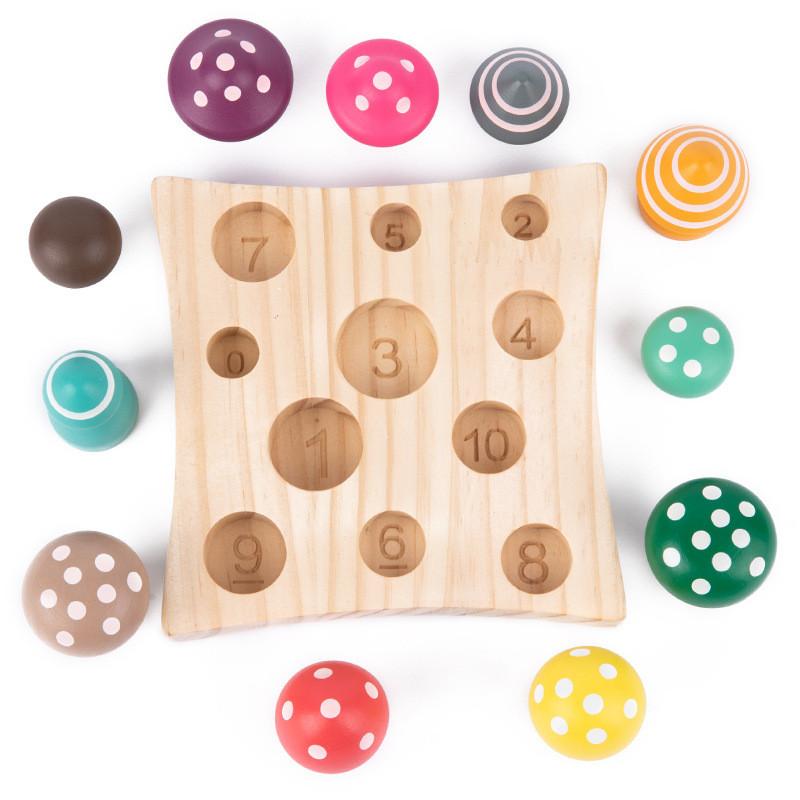 Wooden Mushrooms Toddler Learning Toy For Counting And Practice Concentration