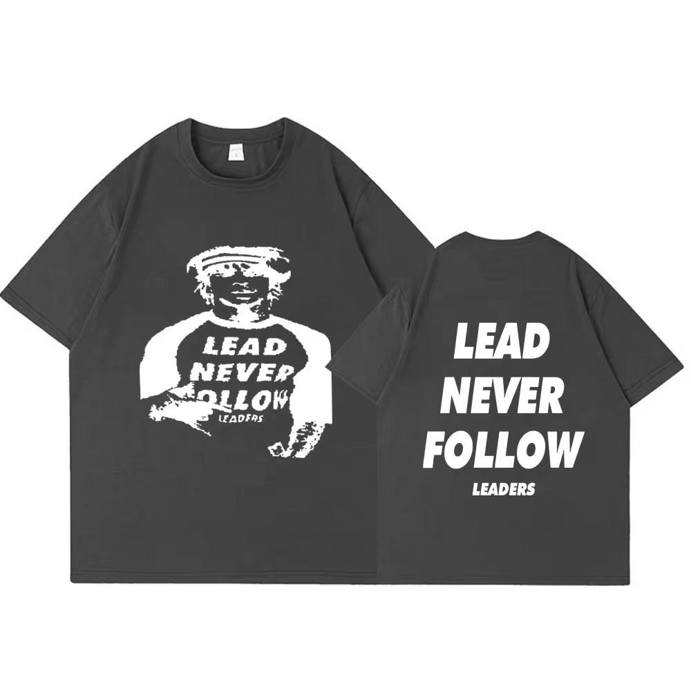 Рэпер Chief Keef Футболка с принтом 'Lead Never Follow Leaders' Мужская Женская Модная Винтажная Футболка Хлопковая Повседневная Мягкая Оверсайз Футболки