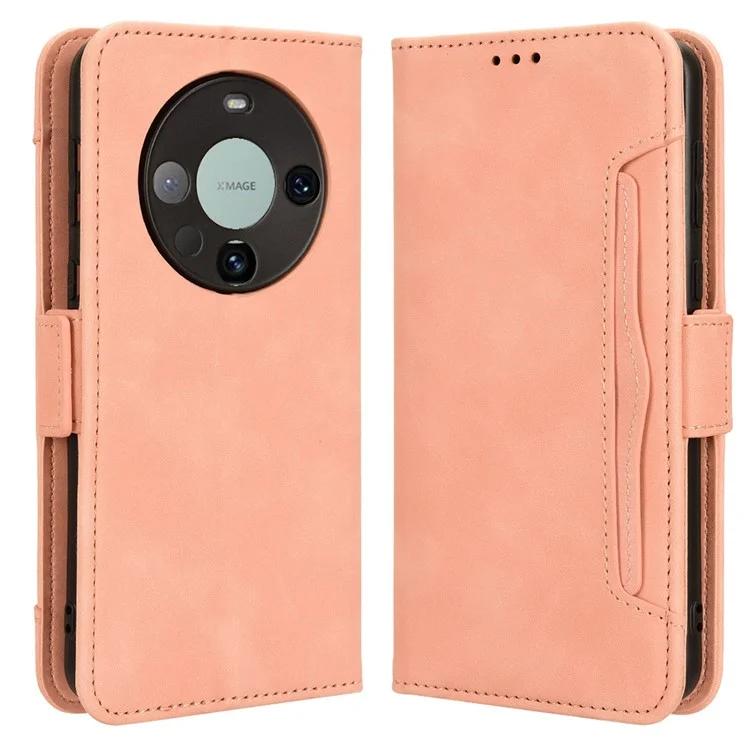 Для Huawei Mate 60 кожаный чехол-подставка с несколькими отделениями для карточек и телефоном