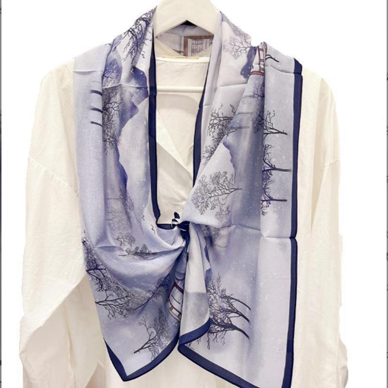 Silk Scarf Women'S Summer Square Scarf Mulberry Silk Scarf Gift Foreign Style Spring And Autumn Shawl