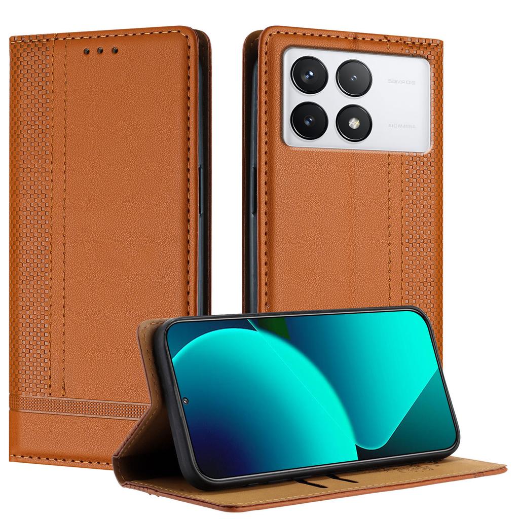 For Xiaomi 14T Pro Case L-Shaped Grid Pattern Leather Stand Phone Cover with Card Slots