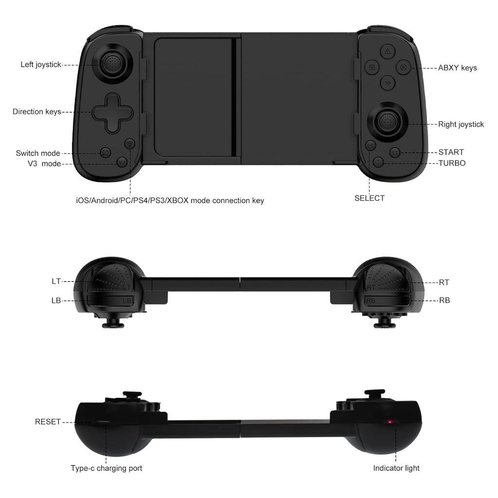 D7 растягивающийся беспроводной контроллер для игровой консоли Bluetooth геймпад левый / правый игровой переключатель Hall Rocker Handle PS4 Xbox PS5