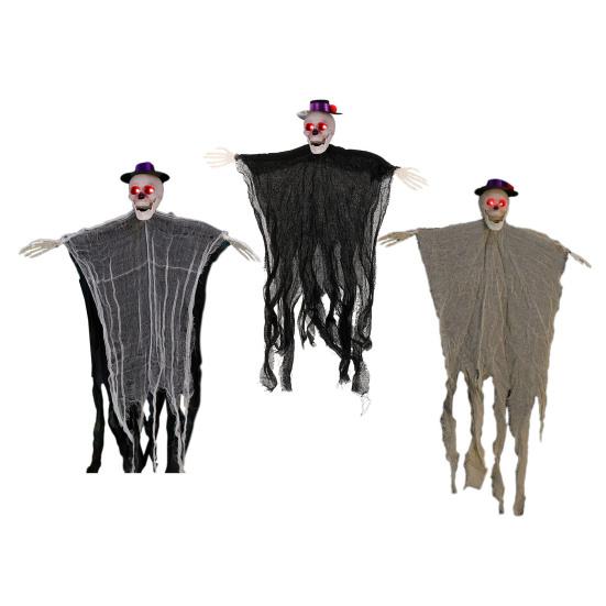 Уличная подвесная декорация на Хэллоуин в виде черепа-призрака, активируемая звуком, летающий скелет Мрачного Жнеца со светящимися глазами для переднего двора, патио, газона, сада, крыльца