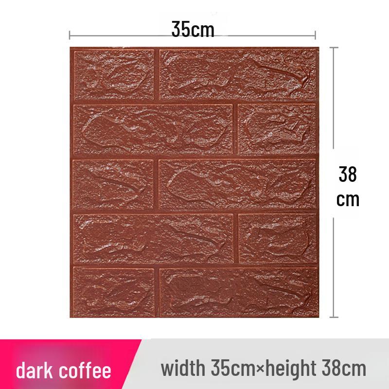 3D Brick Pattern Self-Adhesive Wall Sticker: Anti-Collision, Soft, 35x38, Small Size