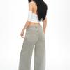 Light khaki super low-rise jeans women's new simple retro Spice Girls narrow version straight pants wide-leg trousers