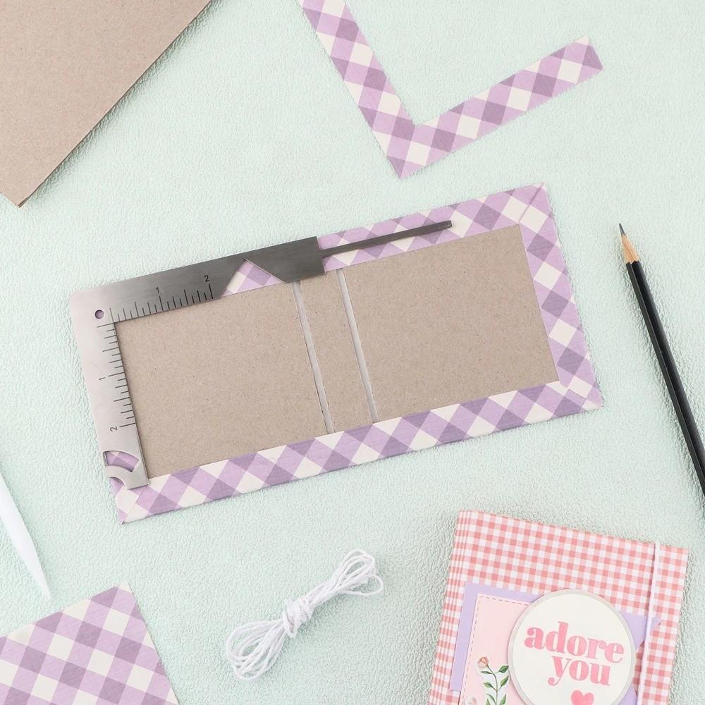 Stainless Steel Book Cover Positioning Ruler Multi-Function Marking Tool Durable Gauge Ruler