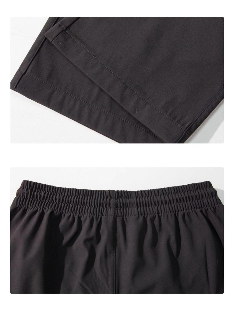 2025 Мужские повседневные черные спортивные брюки для улицы - Прямые, однотонные, идеально подходят для весенних и осенних мероприятий