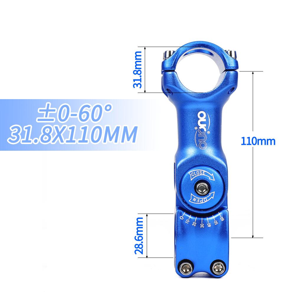Adjustable MTB Stem 0-60 Degree Adjust Stem 25.4/31.8mm Bike Handlebar Riser 90-130mm Colorful Stemming Bicycle Pieces