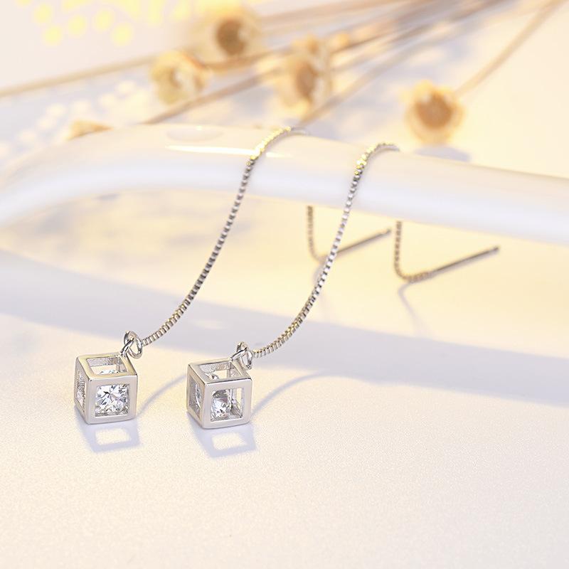 Тонкие трехмерные серьги-кабели Magic Cube для женщин с кисточками из циркония Niche Design