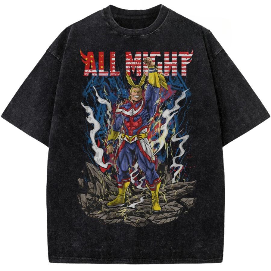 Anime My Hero Academia Midoriya Izuku Printed Tee Men Women Washed Cotton T-shirts Vintage T Shirt Harajuku Oversized Tshirt