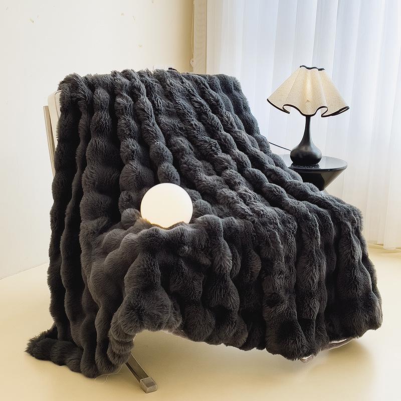 Winter Faux Rabbit Fur Flannel Bedsheet - Thick Plush Milk Velvet Coral Fleece for Dormitory Single Bed