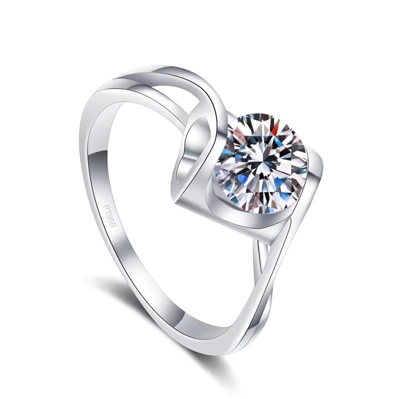 Обручальное кольцо Fine Jewelry Платина PT950 Кольца для женщин Помолвочное Муассанит Алмаз VVS1 Цвет D 0.5/1 карат Девушка День Святого Валентина