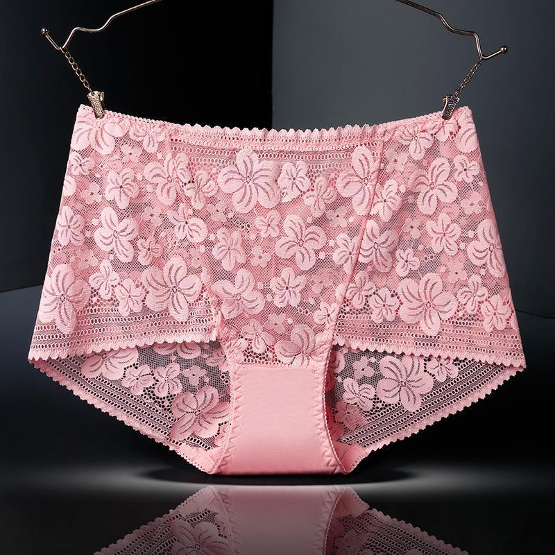 Plus Size High Waist Lace Panties with Cotton Crotch – Sexy, Hip-Lifting Design