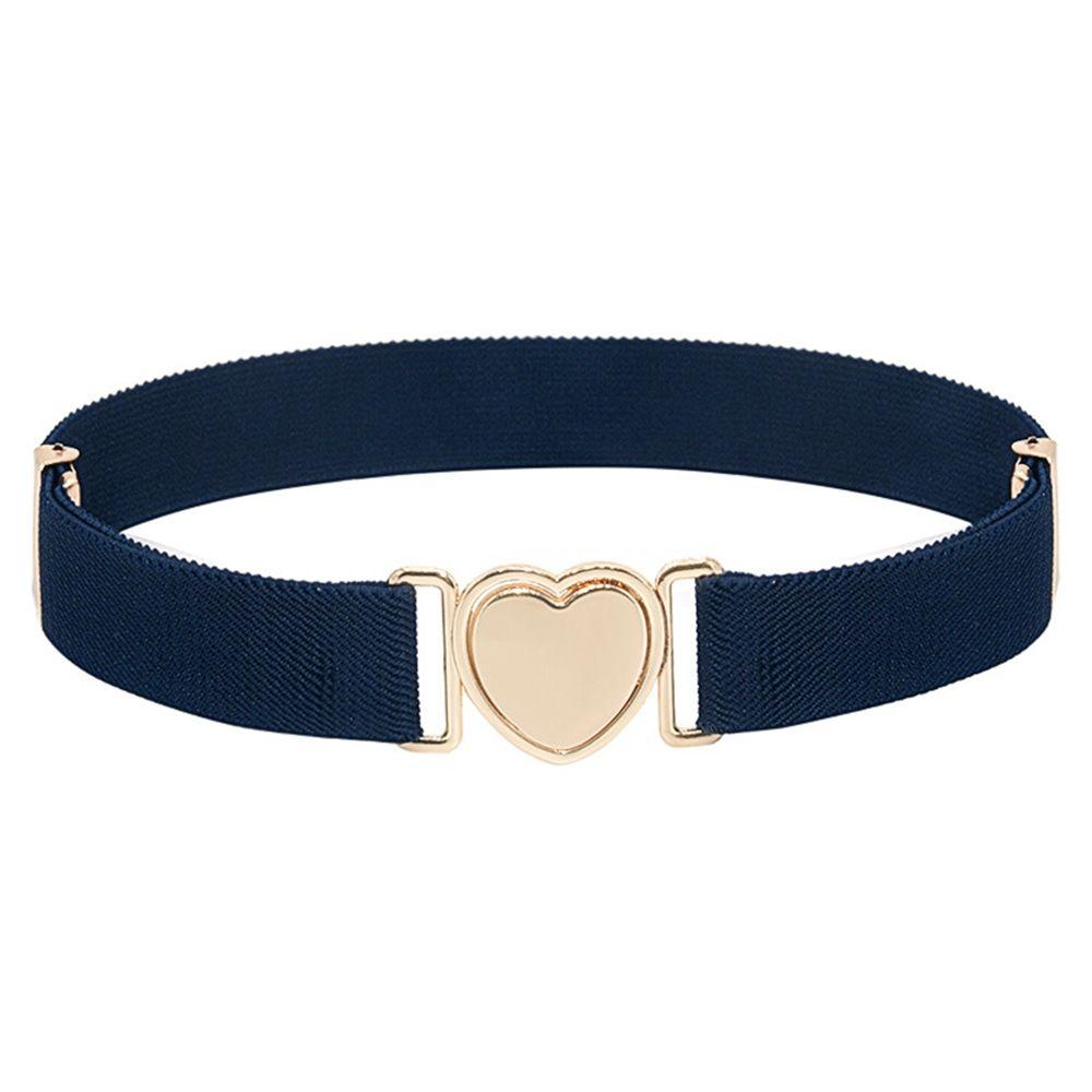 Canvas Girl Solid Color Waist Belt Punch-free Waistband Children Stretch Belts Heart Shape Buckle