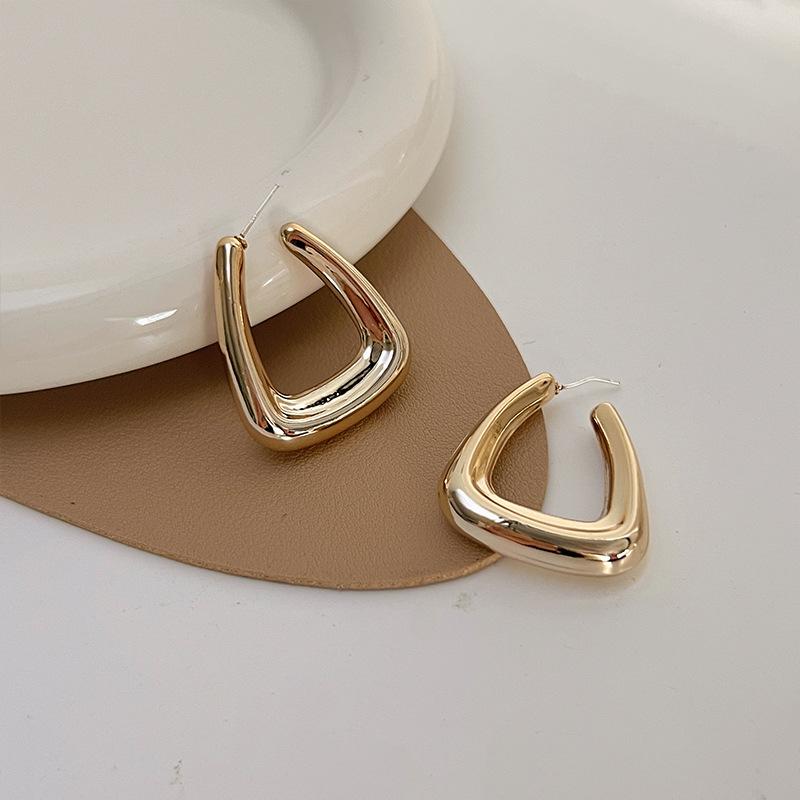 Большие геометрические U-образные трапециевидные серьги золотого цвета с гладкими каплями CCB для женщин, минимализм, гипербола, модные украшения для вечеринок