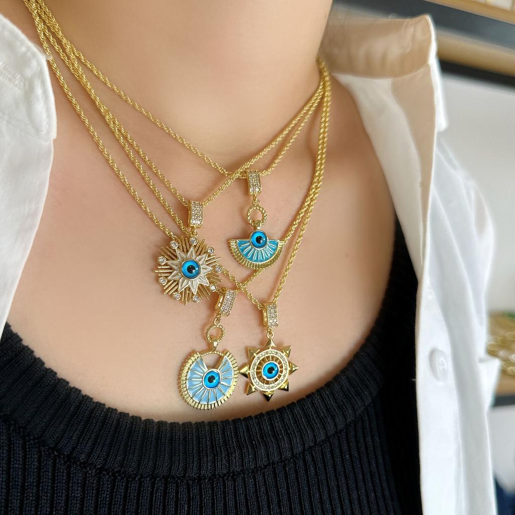 Necklace Copper Gold Plated Necklace Turkish Devil'S Eye Pendant Personality Fashion Necklace Women