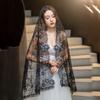Flower Veil Prayer Shawl Lace Trim Bride Head Gauze Fashion Mantilla Scarf  Woman