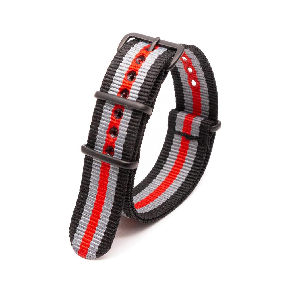 Черный нейлоновый и парусиновый ремешок для часов с вакуумно-нанесенной застежкой