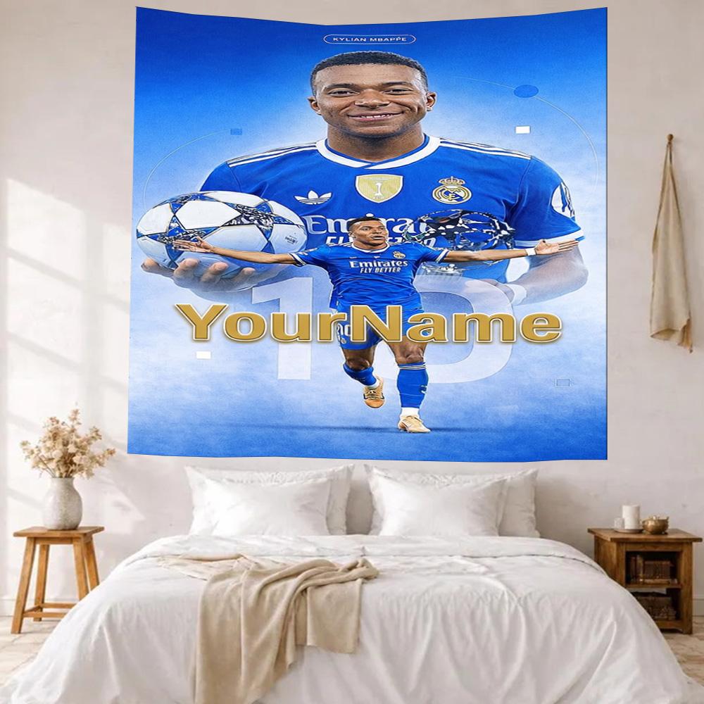 Mbappe Custom Your Name Wall Decor Tapestry Art For Pet Memorial Birthdaywedding Party Backdrop Family Gift