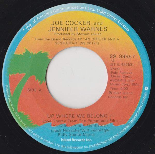 7-дюймовая пластинка JOE COCKER & JENNIFER WARNES - Up Where We Belong 9999967 Island Records 1982 Канада Рок Б/У