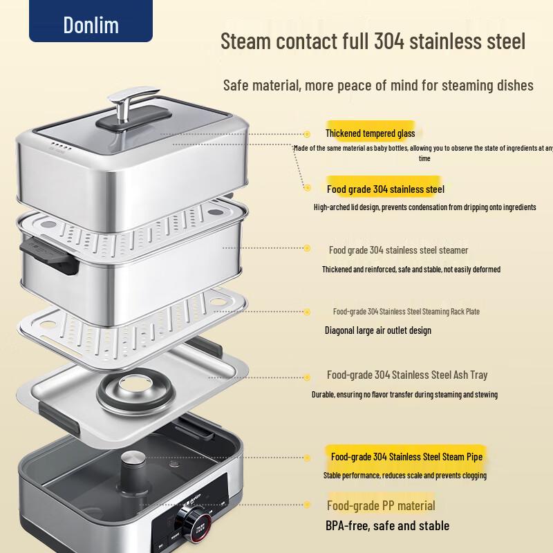 Donlim Multi-function Electric Food Steamer CN plug (adapter included)