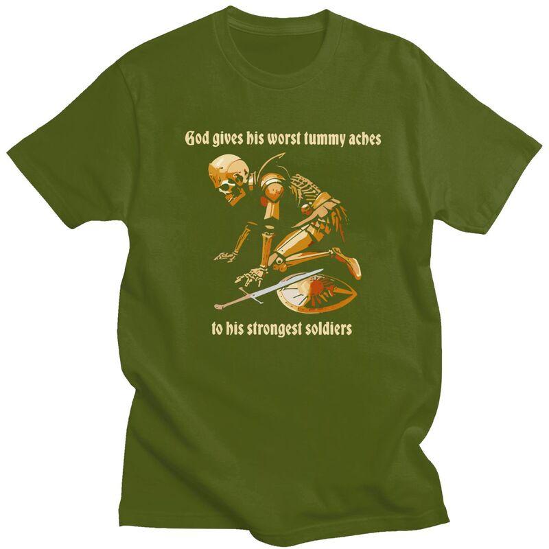 God Gives His Worst Tummy Aches To His Strongest Soldiers T Shirt Short Sleeves Tee Shirt Loose Oversized Pure Cotton Tee Tops
