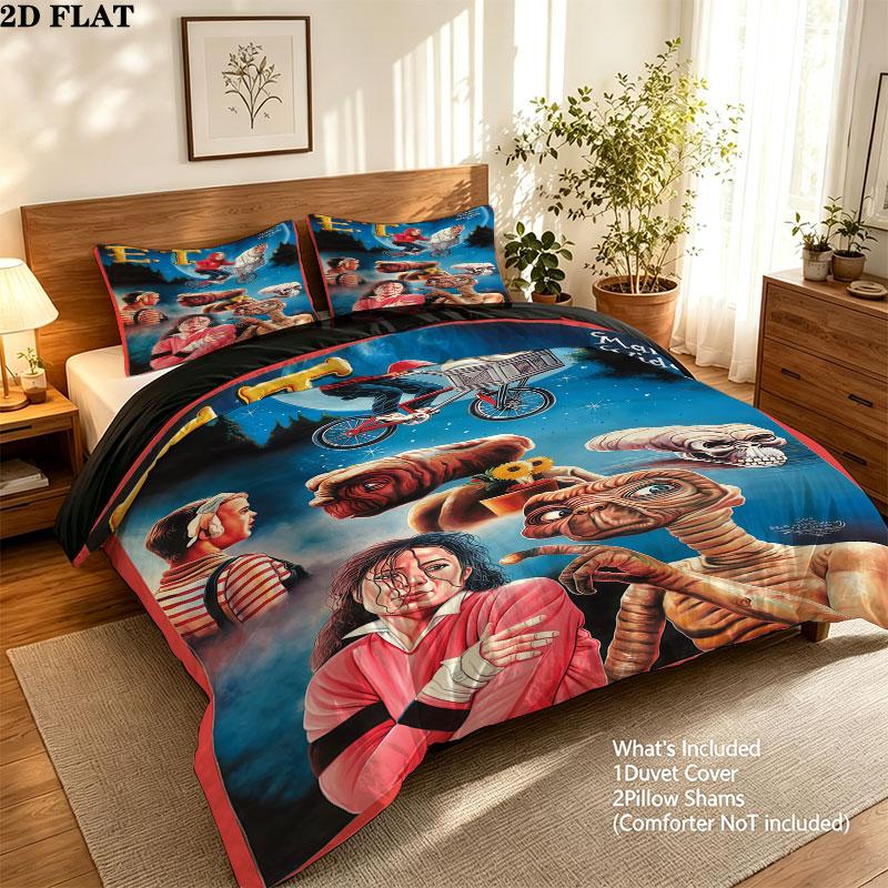 Et Bedding Quilt Set Quilt Cover Pillowcase Home Decoration Birthday Gift (1 * duvet cover + 2 * pillowcase, without core)