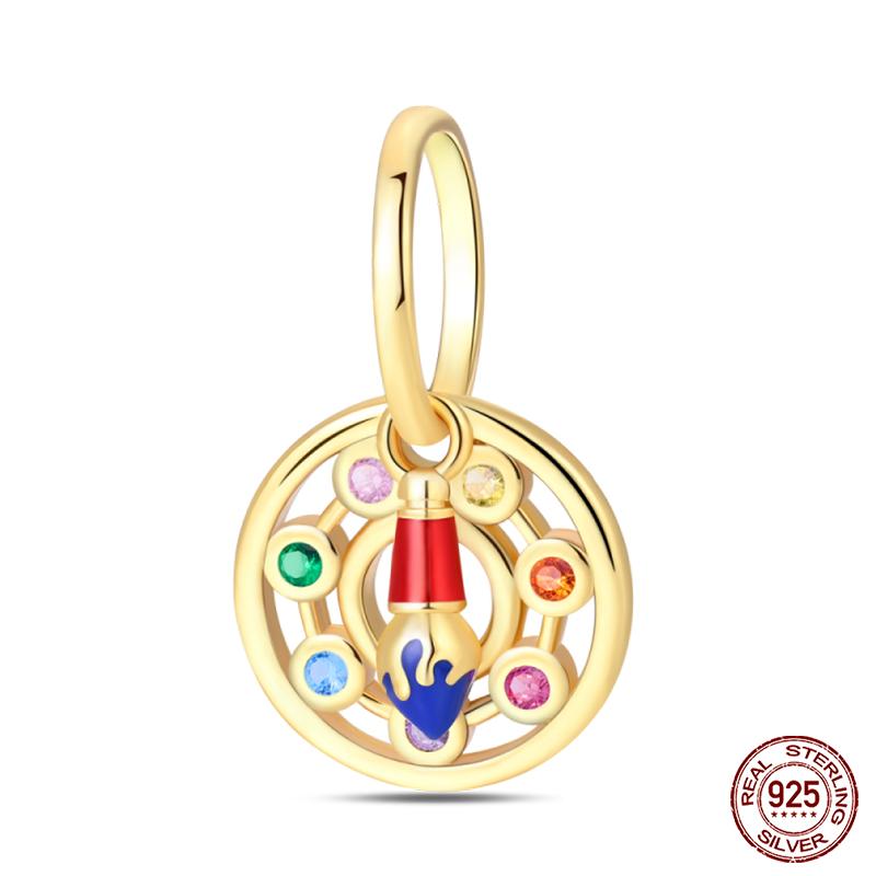 Copper Artist Brush Tools Color Palette Oil Painting Charms Beads Fit Qikaola Original Bracelets Diy Jewelry Gifts