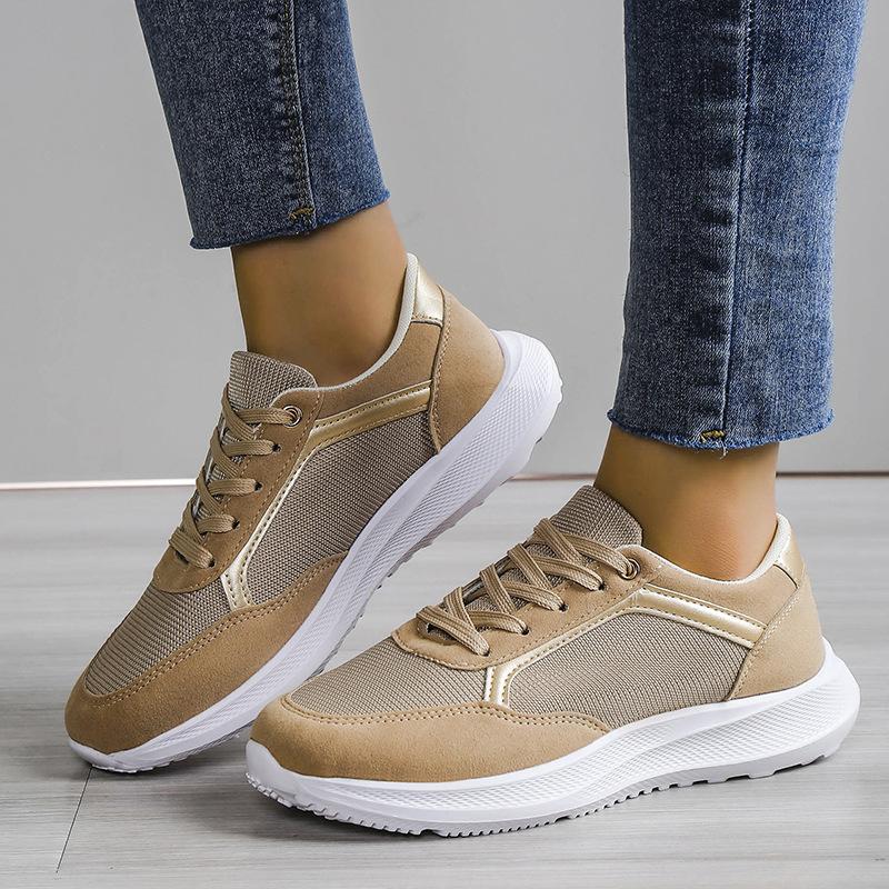 2024 Осень Новые Женские Повседневные Кроссовки Модные Круглые Носки Дышащая Сетка Кроссовки Женские Плоские Шнуровка Спорт Теннис