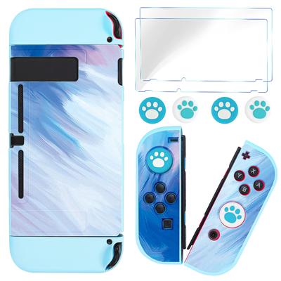 Чехол DLseego Switch Split Full Easy to Attach and Analog Stick Cute Cat Klaw Paw Tempered Glass Durable Blue Case, Cover, Protection, Lightweight,