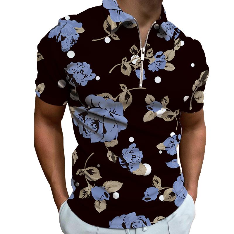 Summer Flowers Men New Fashion POLO Romantic Date Casual Party Short Sleeve T-shirt