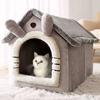 Soft Cats Bed Deep Sleep Small Dog Winter House with Removable Cushion and Enclosed Pet Tent for Kittens Puppies and Cats
