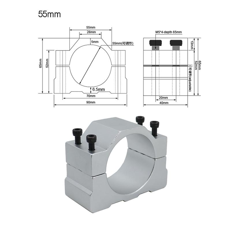 HLTNC 52мм 55мм 65мм 80мм 100мм 105 125мм CNC Алюминиевый Зажимной Кронштейн для Шпиндельного Мотора для Гравировально-Фрезерного Станка Openbuild