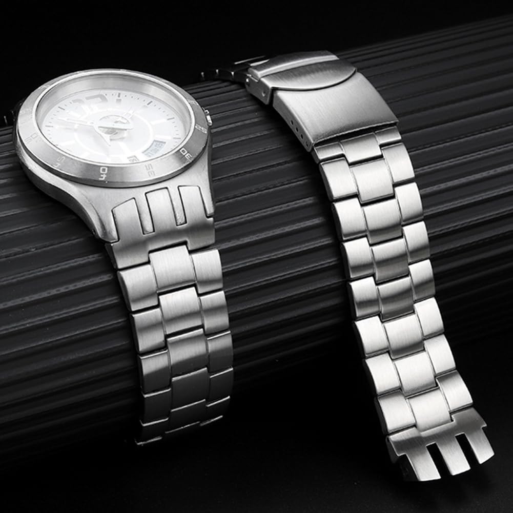 Ремешок для часов Sibehill 20 мм из нержавеющей стали, замена для Swatch, с инструментом для регулировки, тип крепления: арочный вогнутый