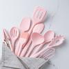 Lovely Pink Silicone Kitchenware Set Spatula Oil Brush Pasta Server Slotted Spoon Set Heat-Resistant Non-Stick Utensils Set For Baking Cooking