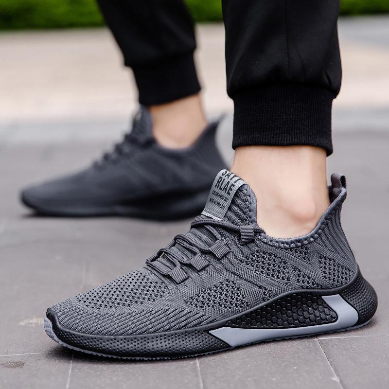 Spring and Summer New Men's Shoes Trend Breathable Fly-woven Sports Shoes Low-top Casual Shoes Lace-up Running Shoes Shoes