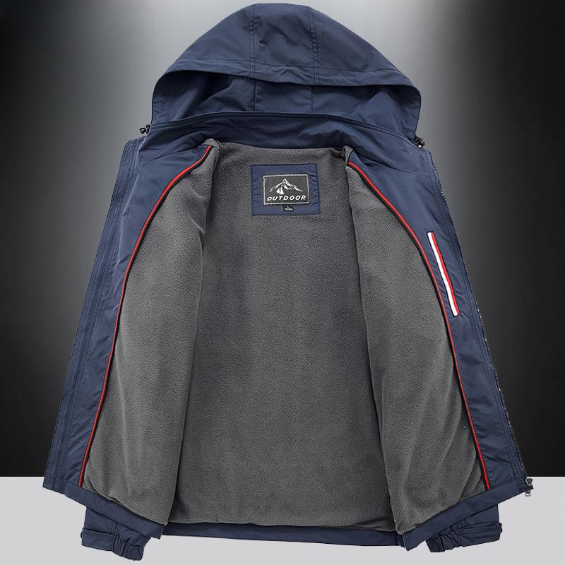 Флисовая куртка мужская осенне-зимняя утепленная свободная куртка большого размера универсальная ветрозащитная водонепроницаемая повседневная спортивная куртка