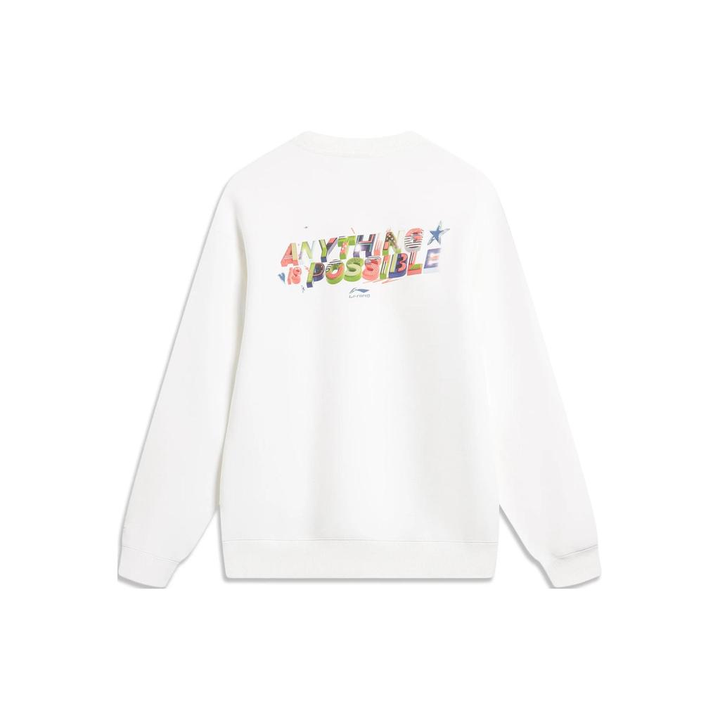 Толстовка с круглым вырезом Li Ning Sports Lifestyle Series с буквенным узором и принтом, мужская, стандартная, белая, AWDU019-5