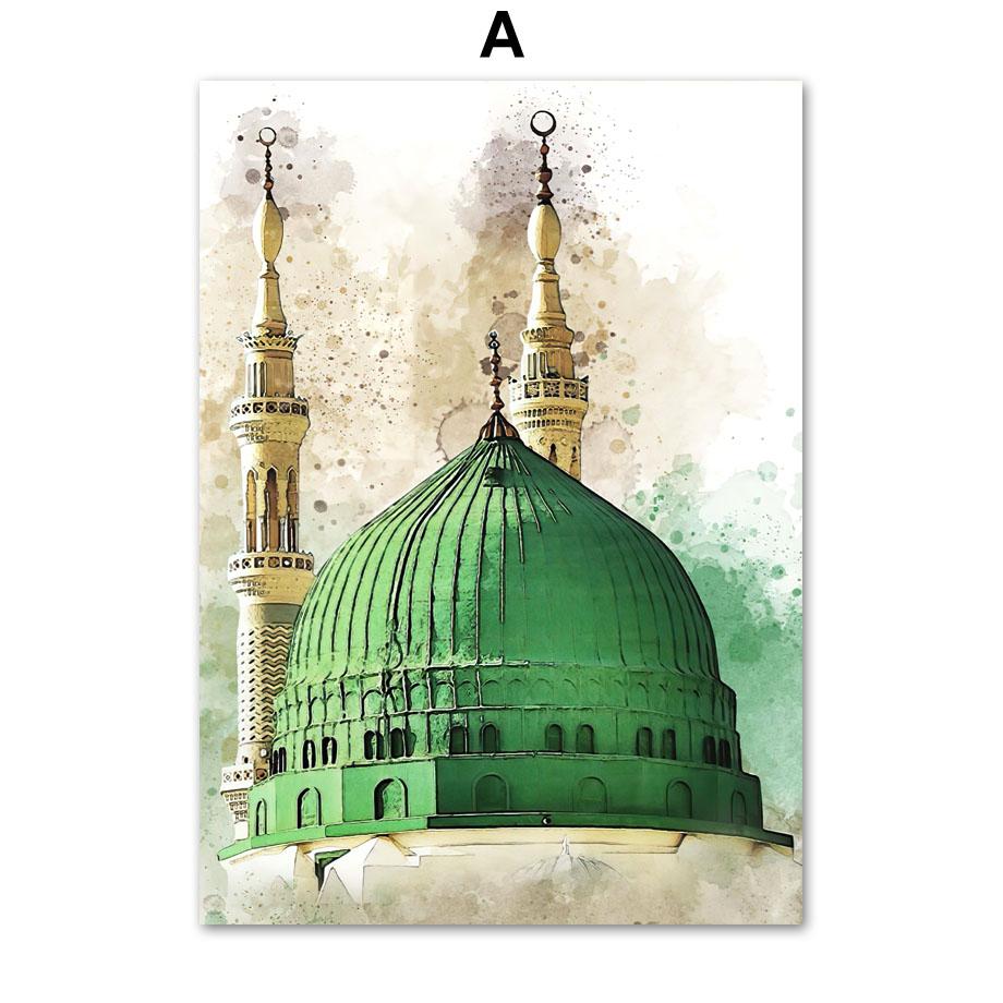 Исламский плакат пейзаж холст печать мечеть Мескид Акса Кааба Набави настенная живопись богемная картина современный домашний декор комнаты