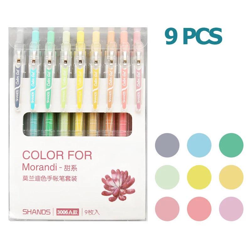 9 шт. набор гелевых ручек Esthete, винтажные принадлежности для письма Morandi, цветные чернила, нейтральные ручки, милые канцелярские принадлежности, прекрасный подарок