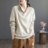 Autumn Winter Stand Collar Vintage Solid Velvet Sweatshirt Women Long Sleeve Loose Casual All-match Pullover Top