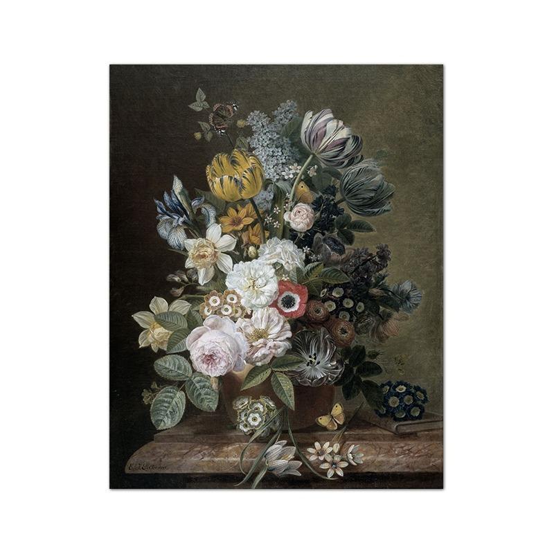 Moody Cloud Landscape Oil Painting Art Prints Rustic Forest Canvas Poster Antique Flower Print Vintage Country Wall Art Decor