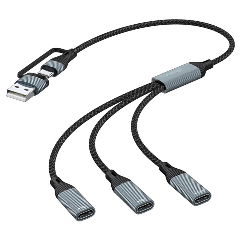 USB Splitter Cable,USB/Type C Male to 2/3 Female Extension Cord Connectors,USB Port Hub Data&Charging Power Split Adapter