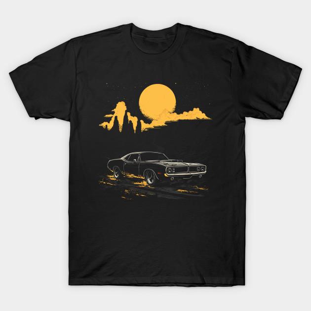 Men Black Print T-shirt Barracuda Moon No-Cut Transfer Paper Print Cotton Tshirt
