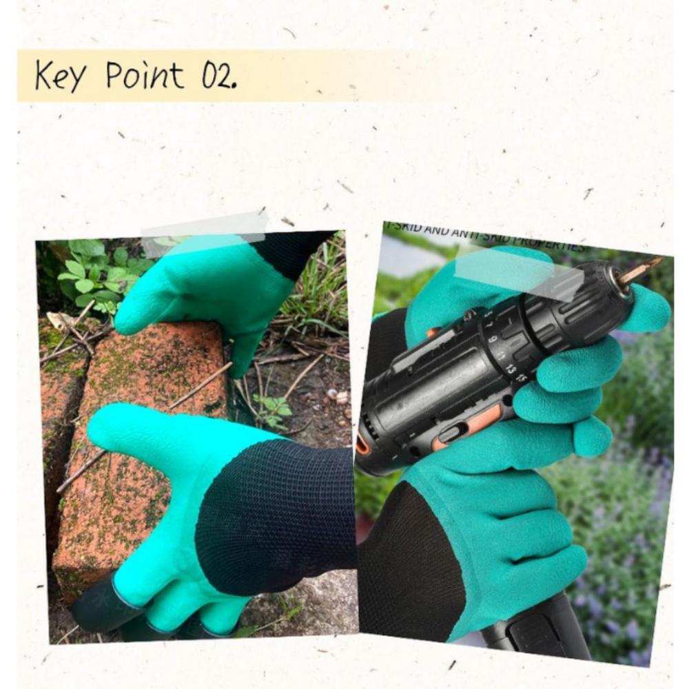 2P Gardening Gloves, Finger Claw Nail, Horticultural Work, Waterproof Vegetable Garden Gloves