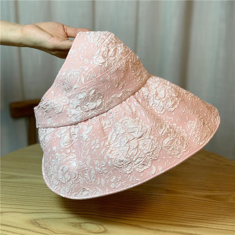 New black vinyl open-top sun protection hat for women, summer thin UV protection large brim sun hat, trendy fisherman hat