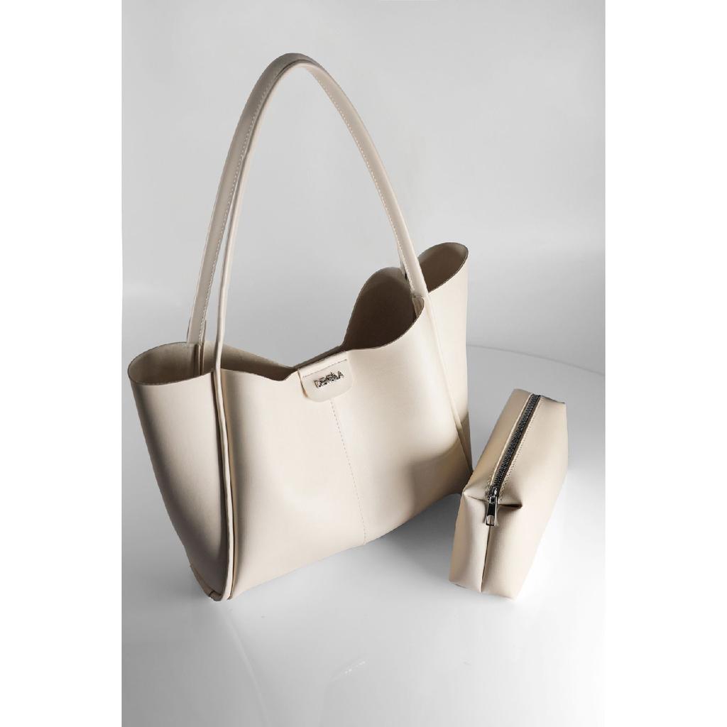 Women's Black Large Size Makeup Bag Hand And Shoulder Bag