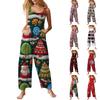 Women's Casual Jumpsuit Sleeveless Christmas Printed Cotton Jumpsuit