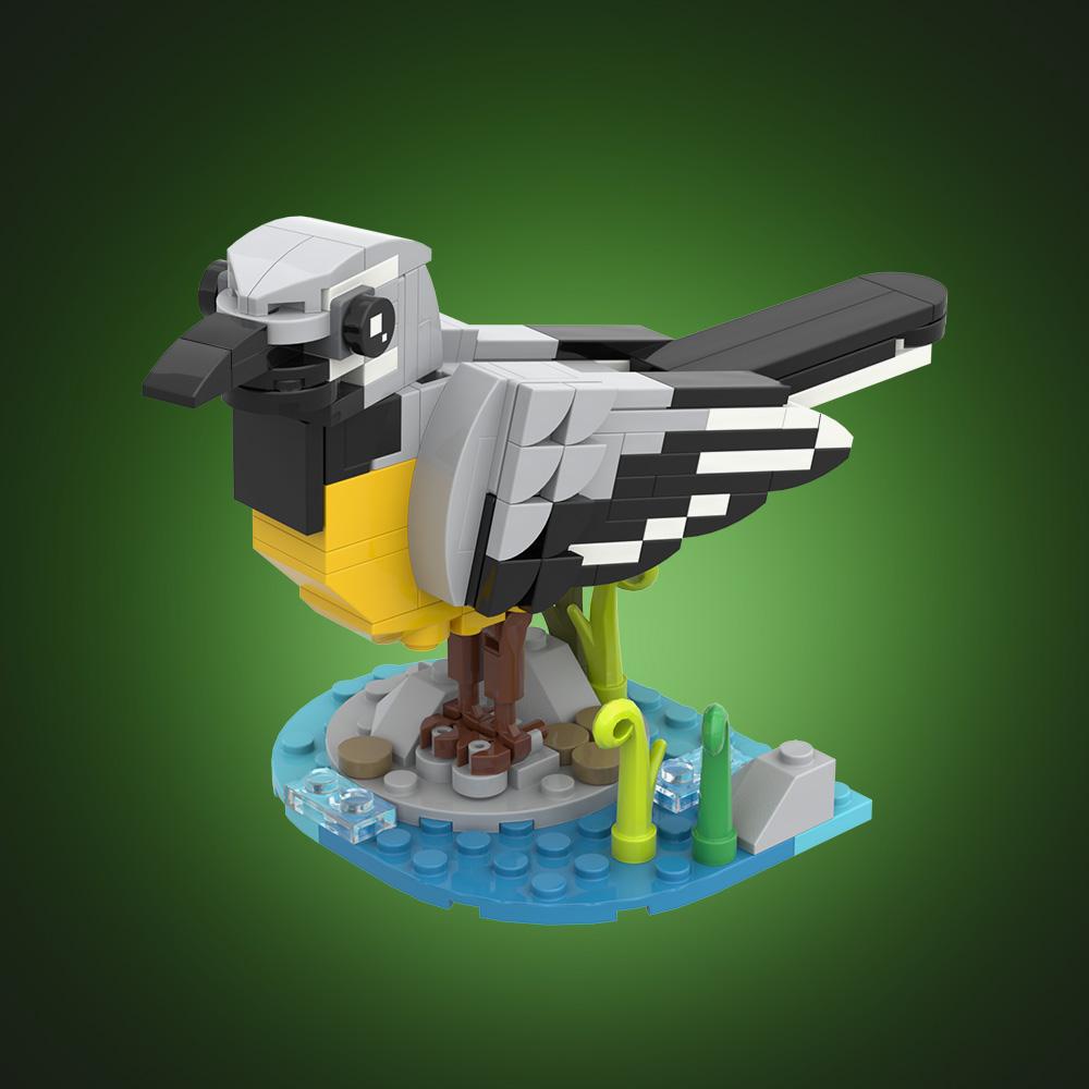 Gobricks MOC Серый трясогузка Строительные блоки Миры Животных Серый трясогузка Птицы Кирпичики Модель DIY Сборные Игрушки Подарки на День Рождения для Детей