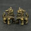 2pcs Pure Copper Lucky Lion King Figurines Miniatures Desk Ornaments Antique Bronze Chinese Animals Statue Home Feng Shui Decor
